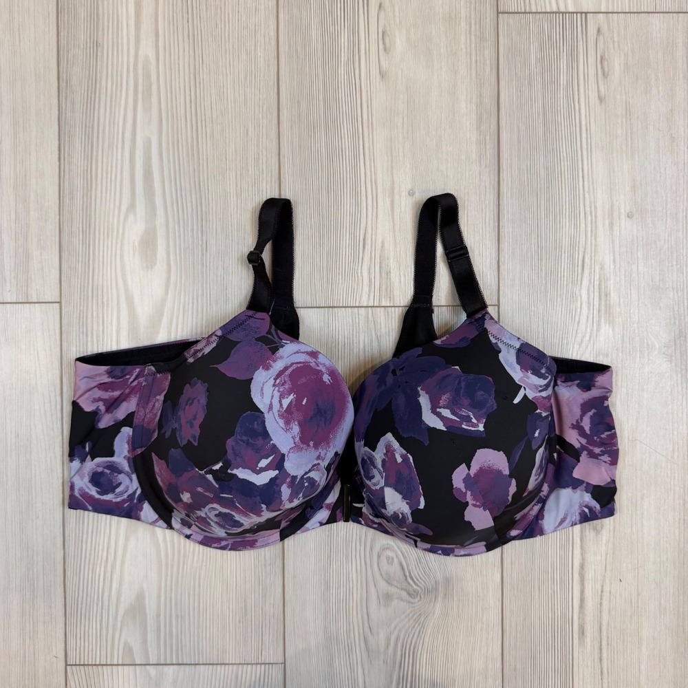 Torrid Perfect T Front-Close Lightly Lined Underwire Bra Purple Floral 46C